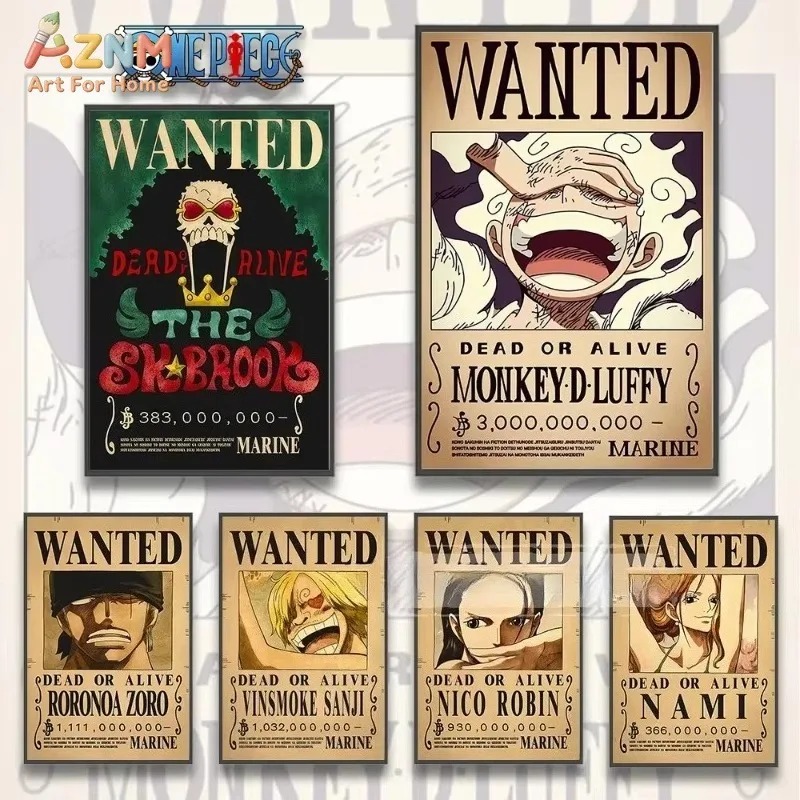 Photography Anime - AZNM ワンピース ルフィ ギア5 指名手配画 キャンバスプリント