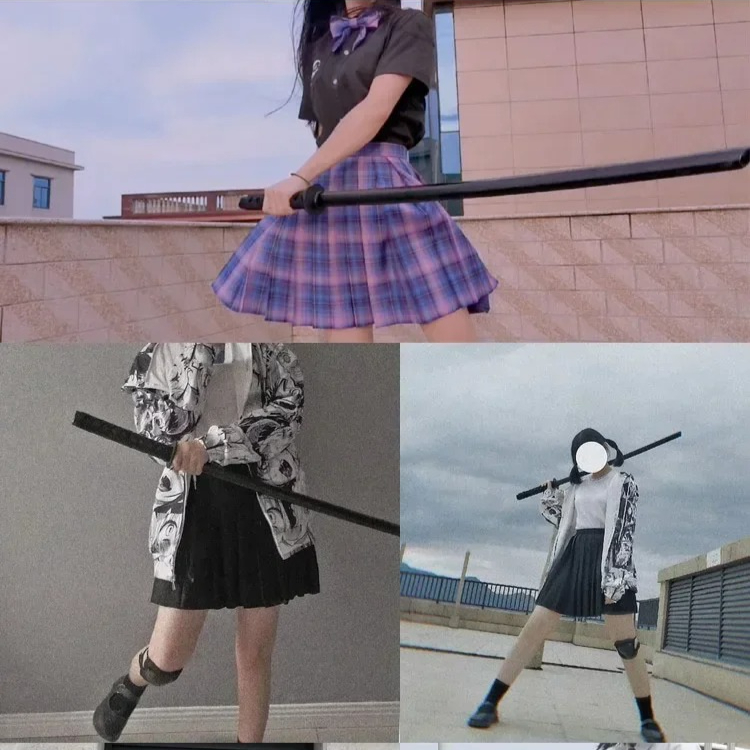 Photography Training - 一体型硬木刀（未研磨）剣道練習用棒、スパーリングステージ、コスプレ撮影用小道具
