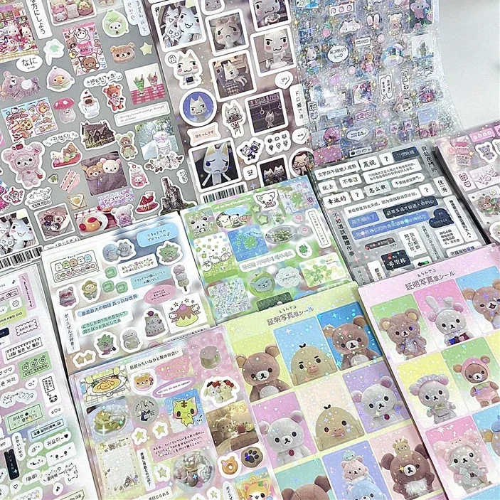 Photography Journalism - 10 個かわいい日本のレトロ漫画レーザーグリッター PET ステッカーかわいい女の子スクラップブッキングジャーナル DIY デカール電話ケースカメラデコ