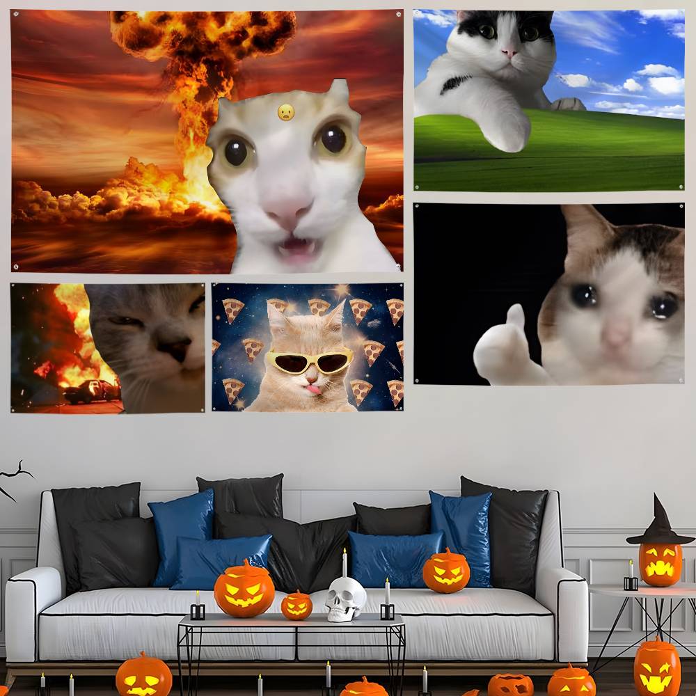 Photography Interest - 興味深い猫の写真旗カスタムフラグ壁掛けタペストリー屋外装飾旗背景ブランケット