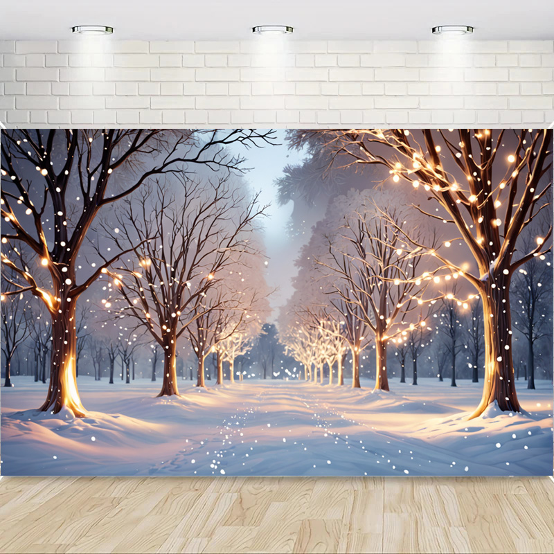 Photography Of The Year 2025 - メリークリスマスの背景布、冬の雪に覆われた森の風景、クリスマスと新年のパーティーの装飾用品、写真バナー、2025