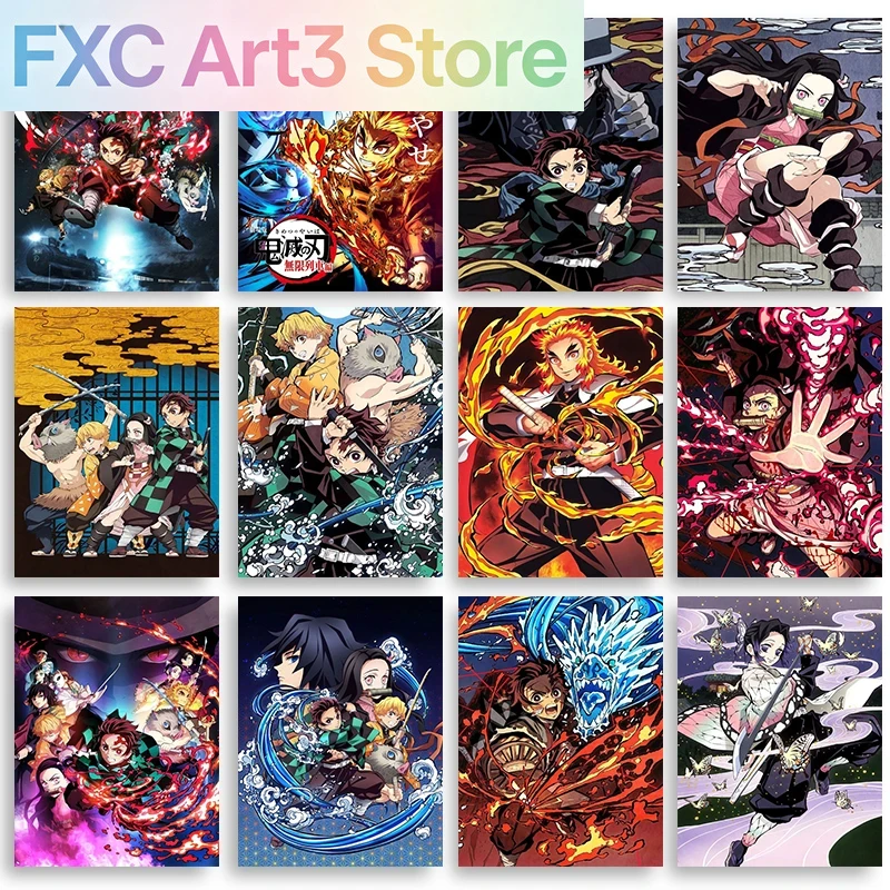 Photography Anime - フレームレス、アニメデーモンスレイヤークラシックキャンバス絵画アニメキャラクターポスターHDウォールアートピクチャーモダンホーム子供部屋デコレーション