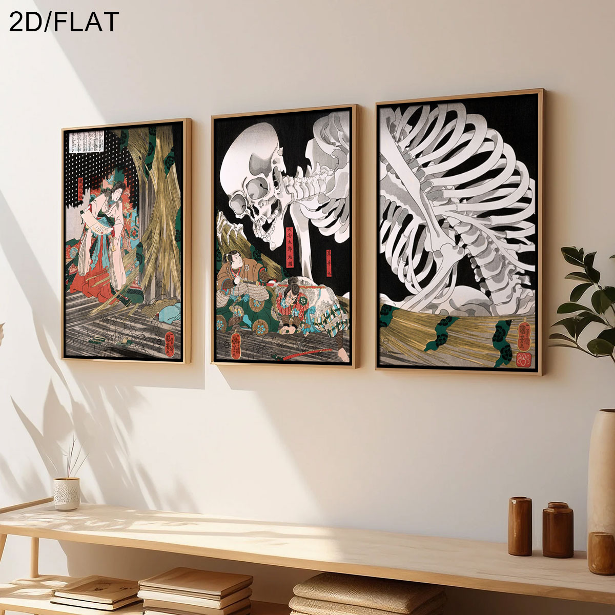 3 個のレトロな日本のタキヤシャ魔女とスケルトン幽霊キャンバ - Photography Design のレビューと価格