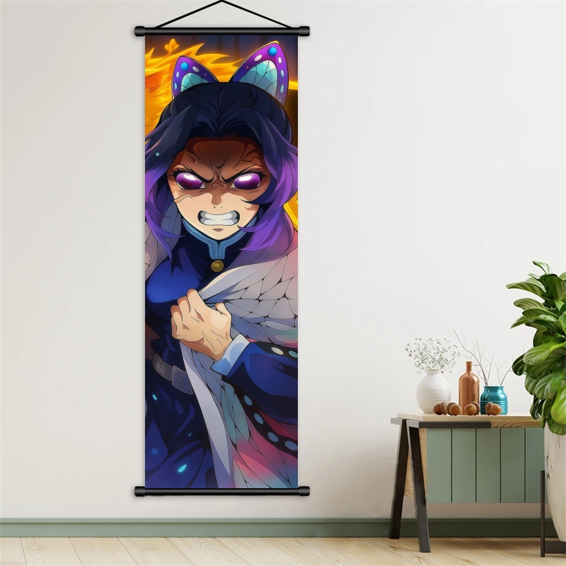 胡蝶しのぶ デーモンスレイヤーアートファブリック掛け軸、アニ - Photography Anime のレビューと価格