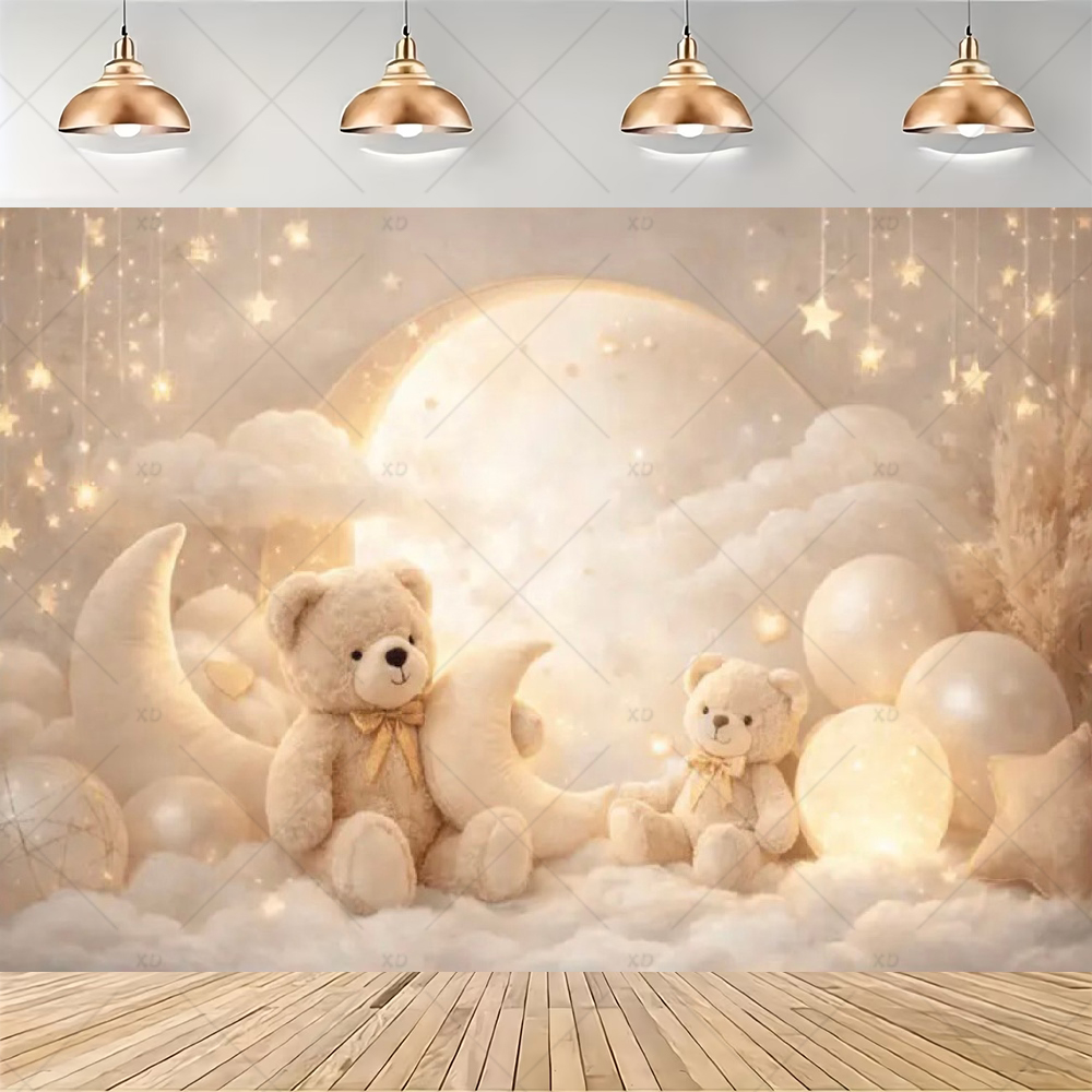テディベア熱気球背景バナー新生児1歳の誕生日パーティー装飾背 - Photography Composition のレビューと価格