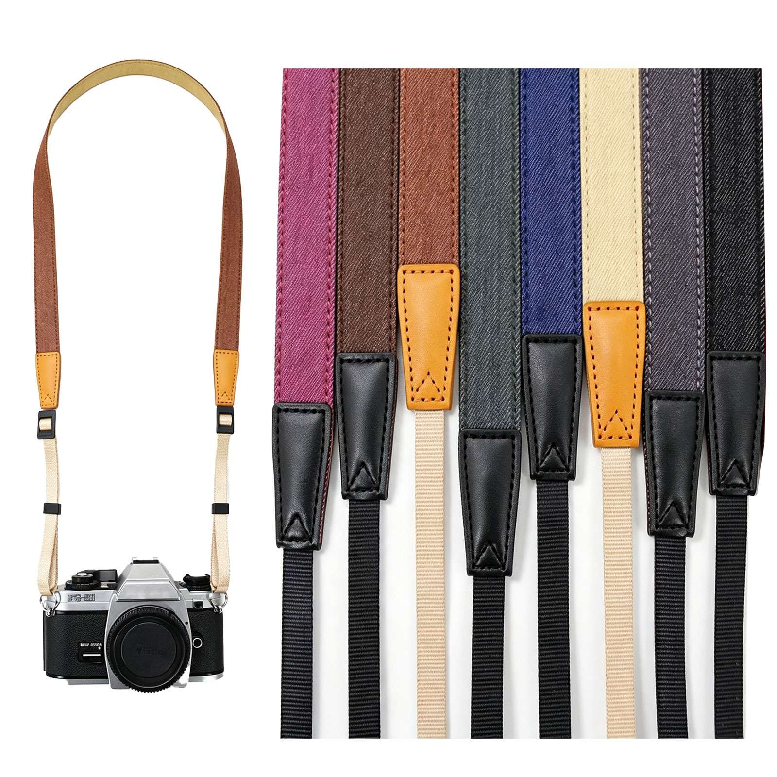 カメラショルダーネックストラップベルト、滑り止め調整可能なコ - Camera Strap Leather のレビューと価格