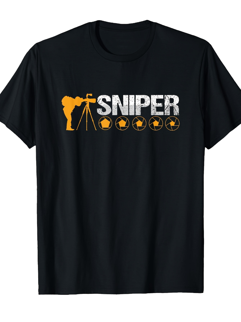 メンズ写真グラフィックTシャツ：スナイパーフォトグラファーカ - Photography Graphic Design のレビューと価格