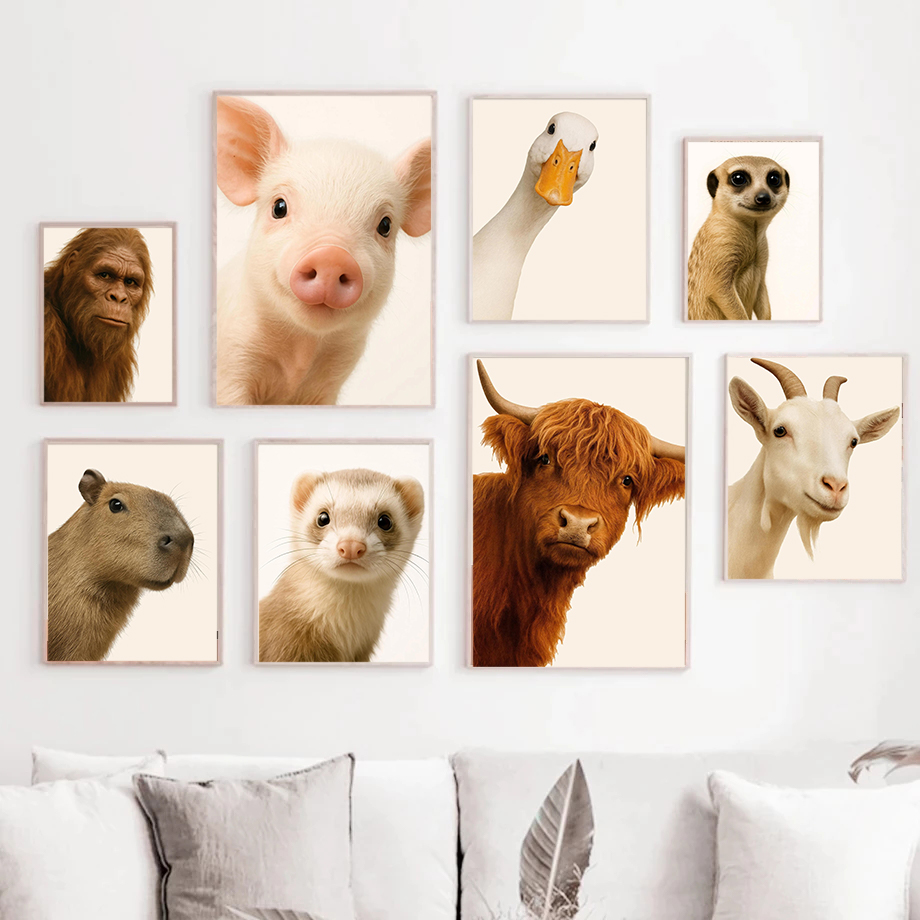 1pc フレームレスキャンバス絵画興味深くてユーモラスな動物 - Photography Interest のレビューと価格