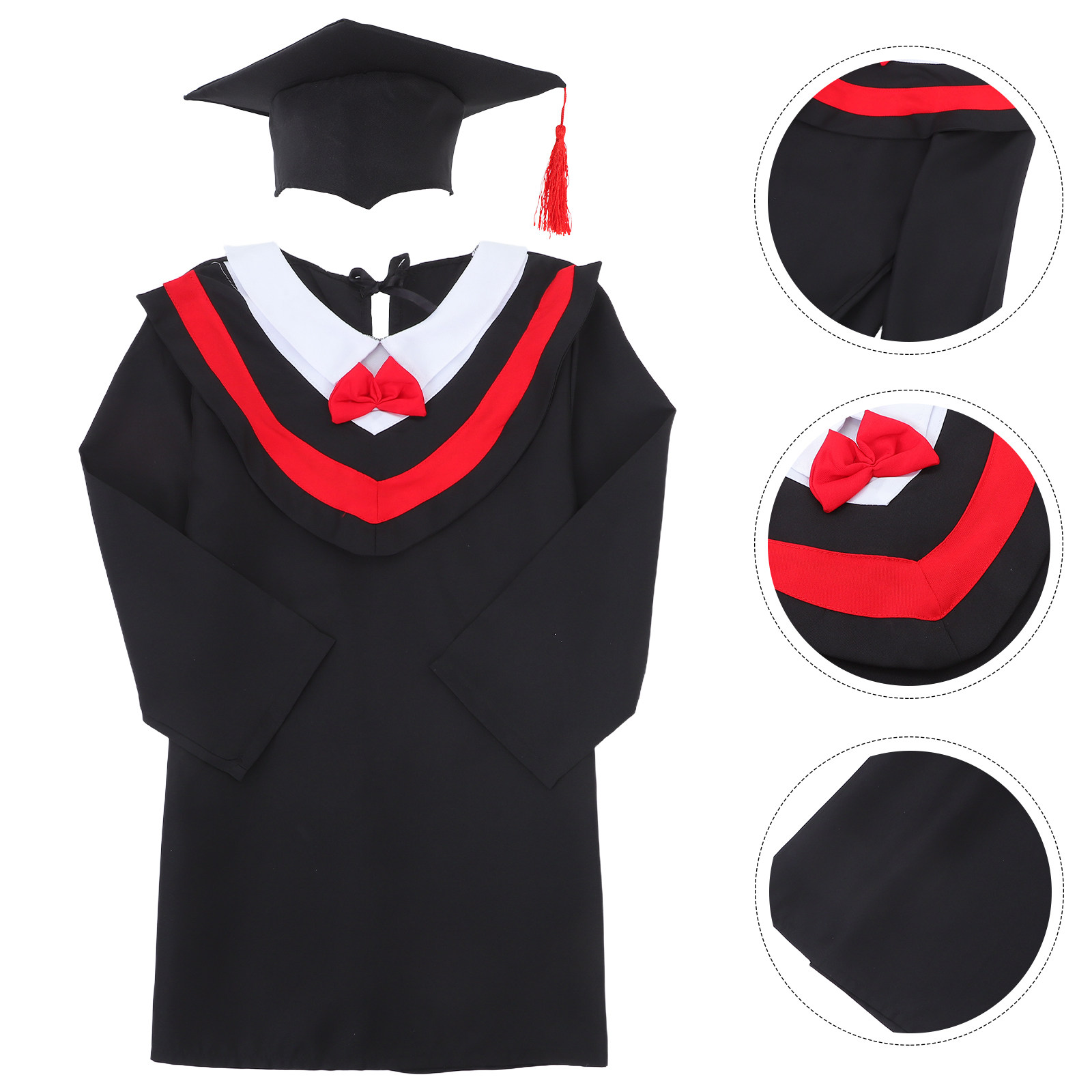 子供用卒業式ガウンセット 150cm 赤いタッセル付き 快適 - Photography Graduation のレビューと価格