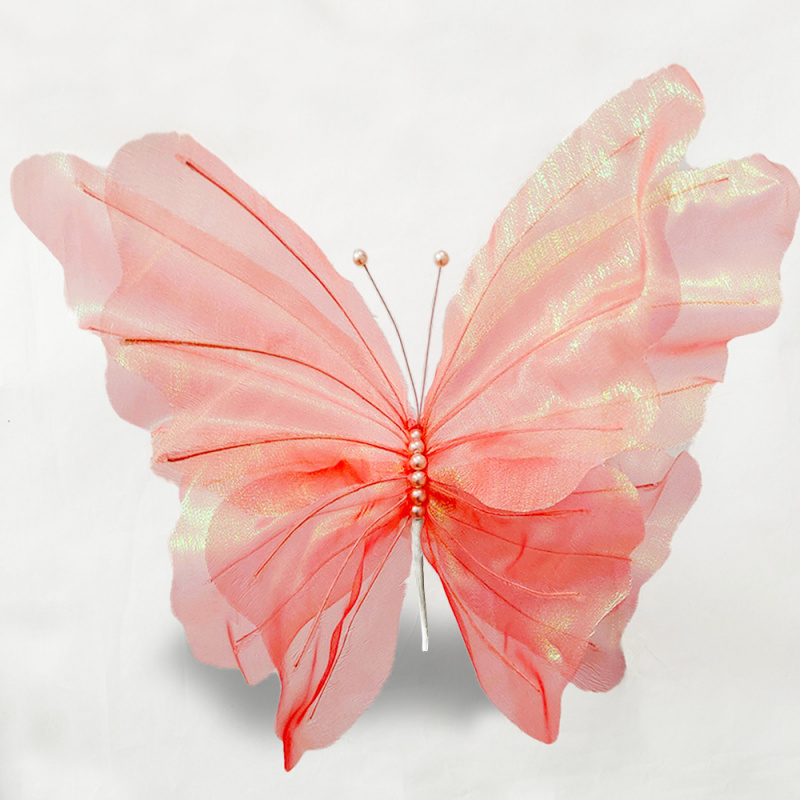 巨大な手作りシルクオーガンザ蝶、3D大型ガーゼフラワー、屋外 - Photography Graduation のレビューと価格