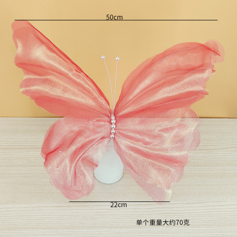 巨大な手作りシルクオーガンザ蝶、3D大型ガーゼフラワー、屋外 - Photography Graduation のレビューと価格