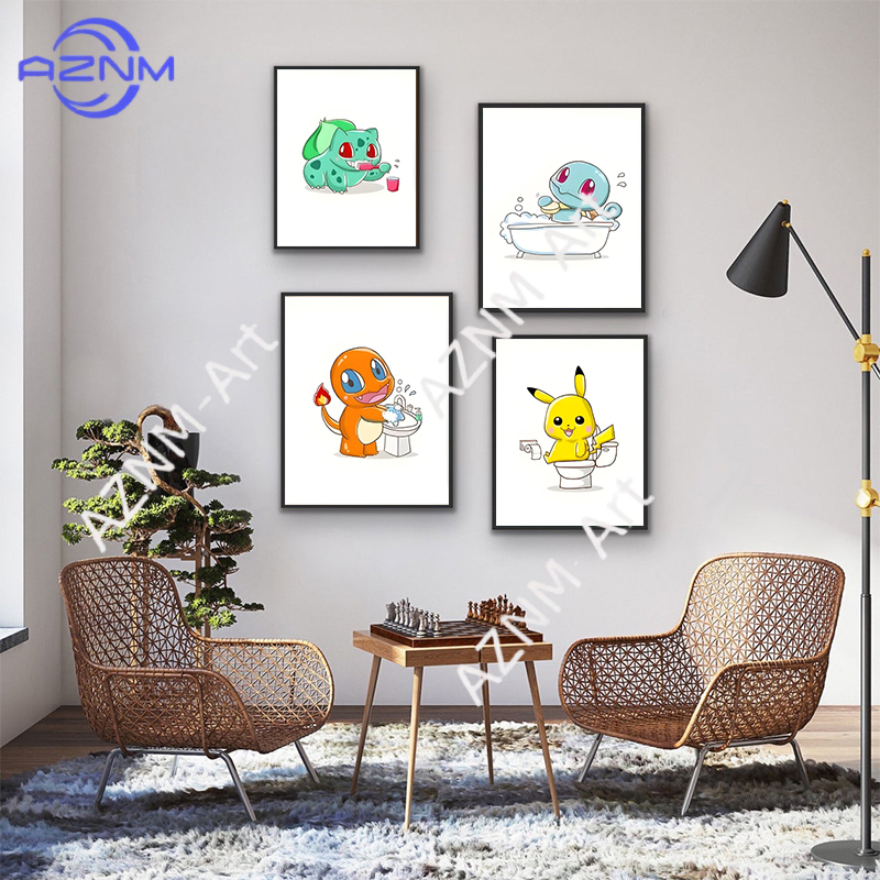 ポケモン漫画面白いキャンバス絵画ピカチュウフシギダネアニメポ - Photography Anime のレビューと価格
