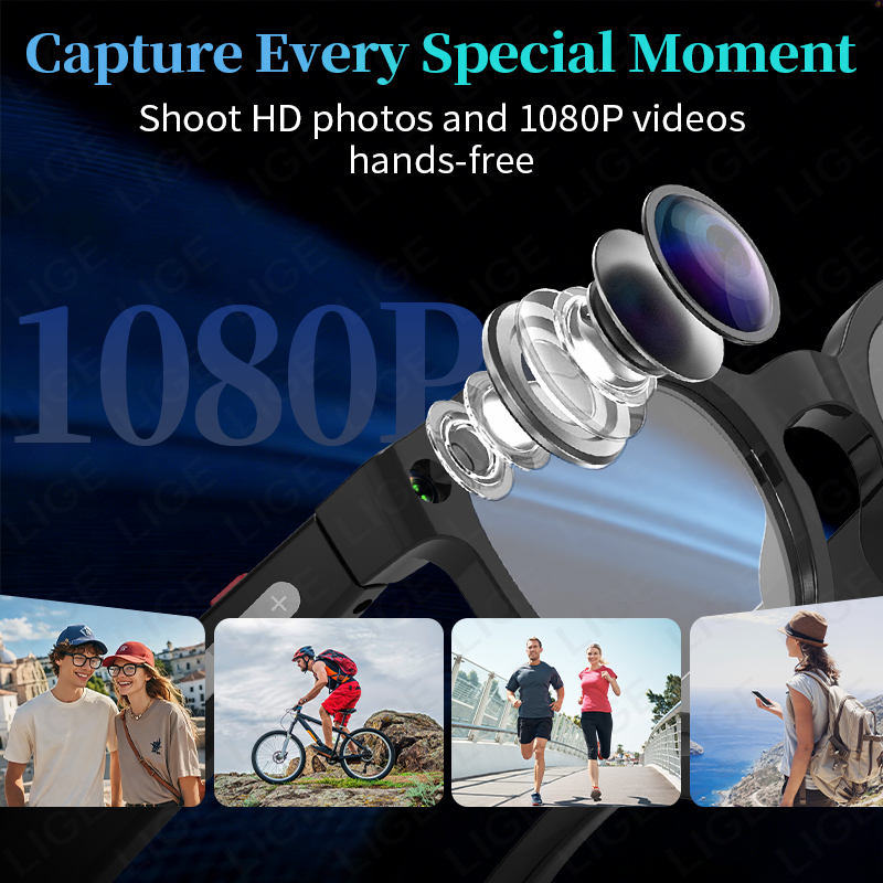 LIGE新型1080Pカメラ搭載ワイヤレス通話AIメガネ 5 - Photography Videography のレビューと価格