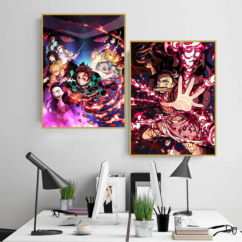 フレームレス、アニメデーモンスレイヤークラシックキャンバス絵 - Photography Anime のレビューと価格