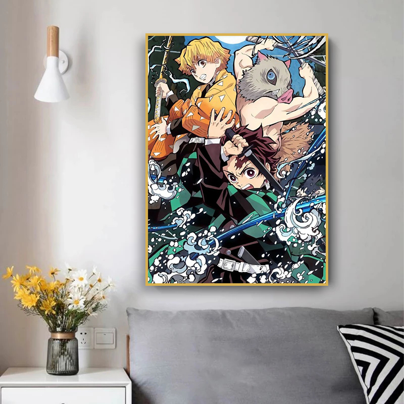 フレームレス、アニメデーモンスレイヤークラシックキャンバス絵 - Photography Anime のレビューと価格