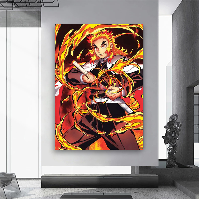 フレームレス、アニメデーモンスレイヤークラシックキャンバス絵 - Photography Anime のレビューと価格