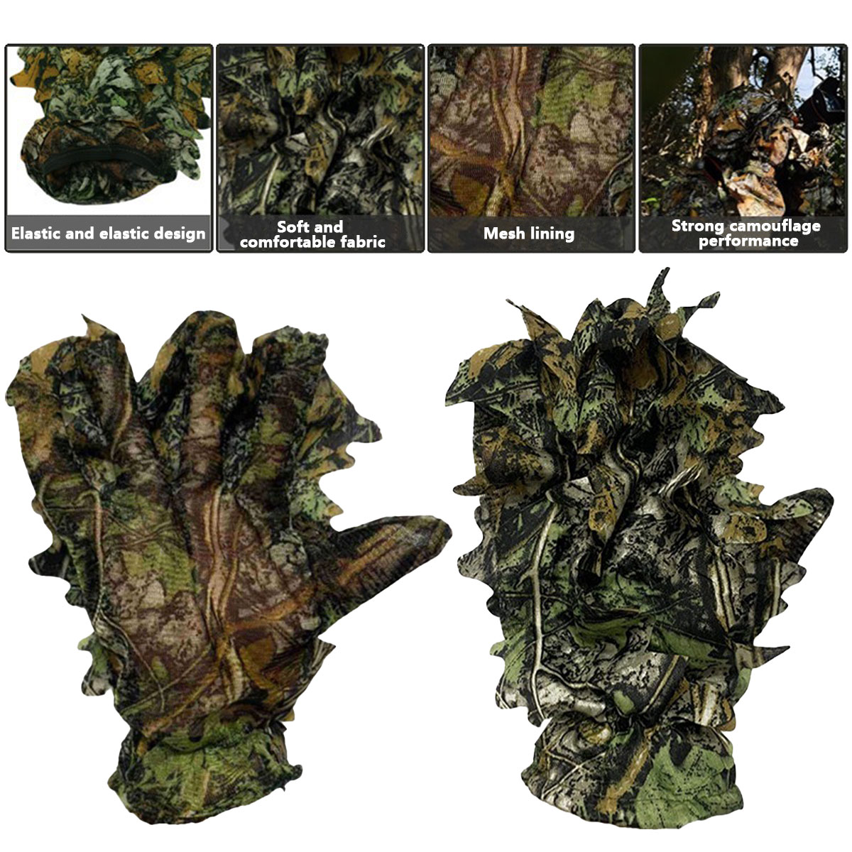 3D 迷彩葉狩猟用手袋卑劣な快適な滑り止め葉手袋狩猟撮影屋外 - Photography Training のレビューと価格